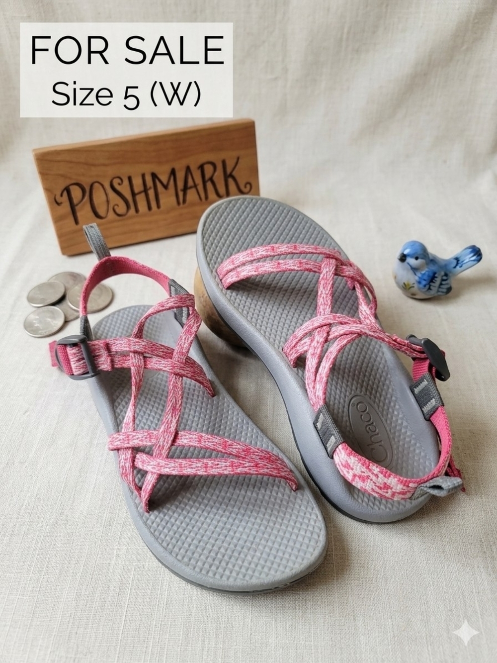 Chaco Z/Cloud X2 Sandals Pink White Strappy Size 5 Women's EUC